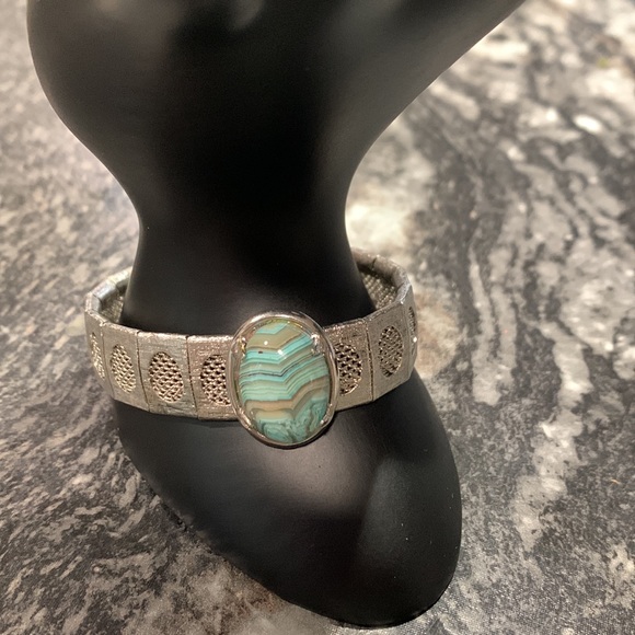 Silver bracelet with turquoise stone from Egypt - Picture 2 of 15